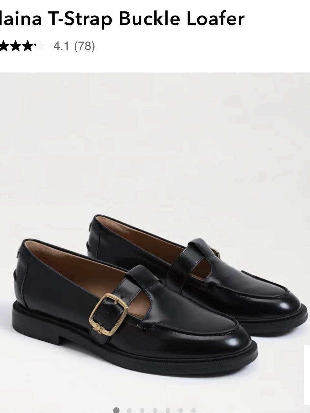 Sam Edelman Black T-Strap Loafer with Gold Buckle